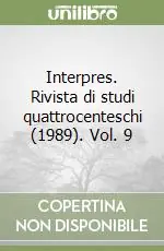 Sconto Interpres. Rivista di studi quattrocenteschi (1989). Vol. 9