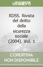 RDSS. Rivista del diritto della sicurezza sociale (2004). Vol. 1 Promozione