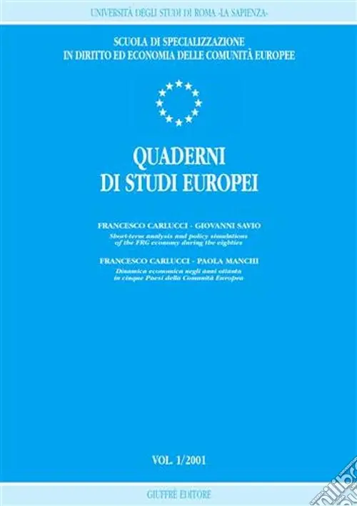 Vendita Finale Quaderni di studi europei (2001). Vol. 1