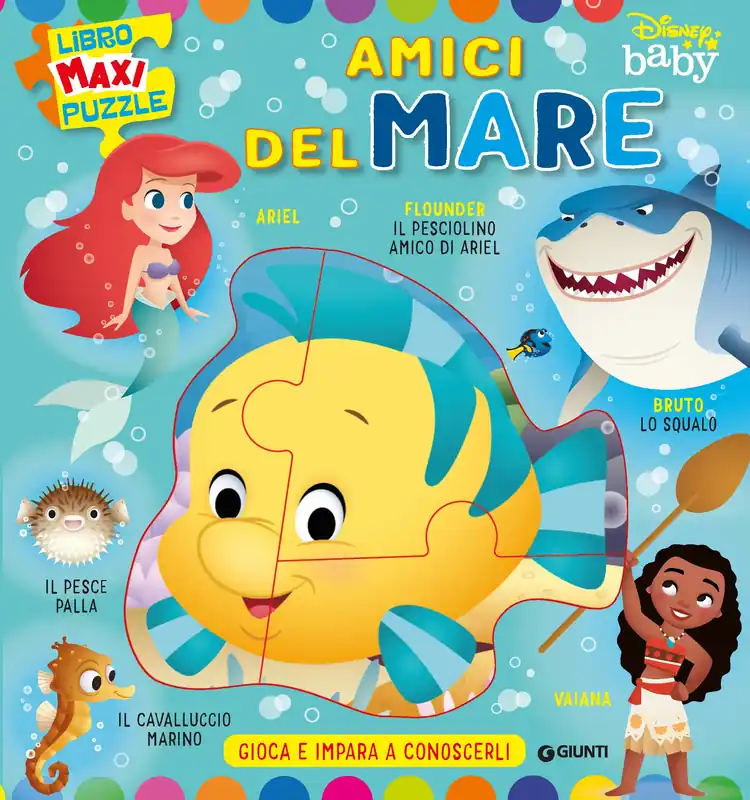 Nuova Collezione Amici del mare Libro Maxi Puzzle Disney Baby Gioca e impara a conoscerli
