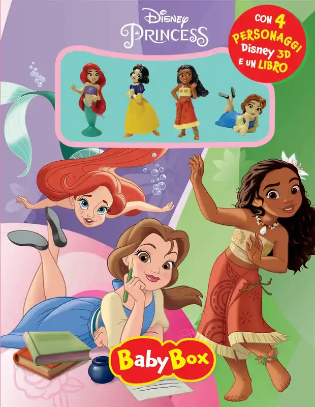Disney Princess Baby Box con 4 personaggi Disney in 3d e un libro Super Prezzo