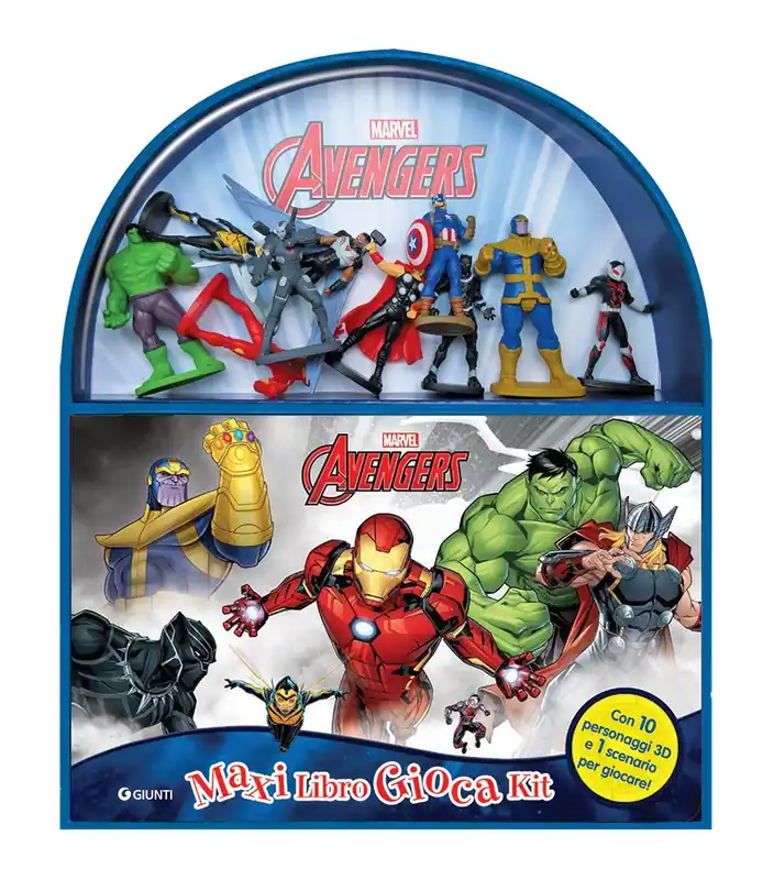 Avengers - Maxi LibroGiocaKit Con 10 personaggi 3D e 1 scenario per giocare! Reso Gratuito