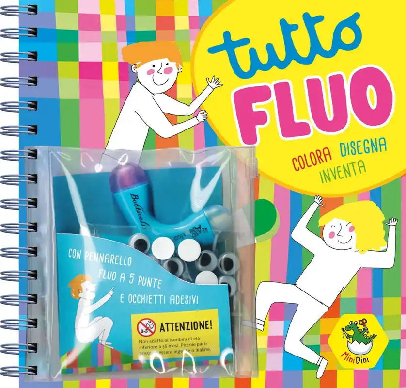 Ultima Occasione Tutto Fluo Colora Disegna Inventa - Con Pennarello fluo a 5 punte e occhietti adesivi