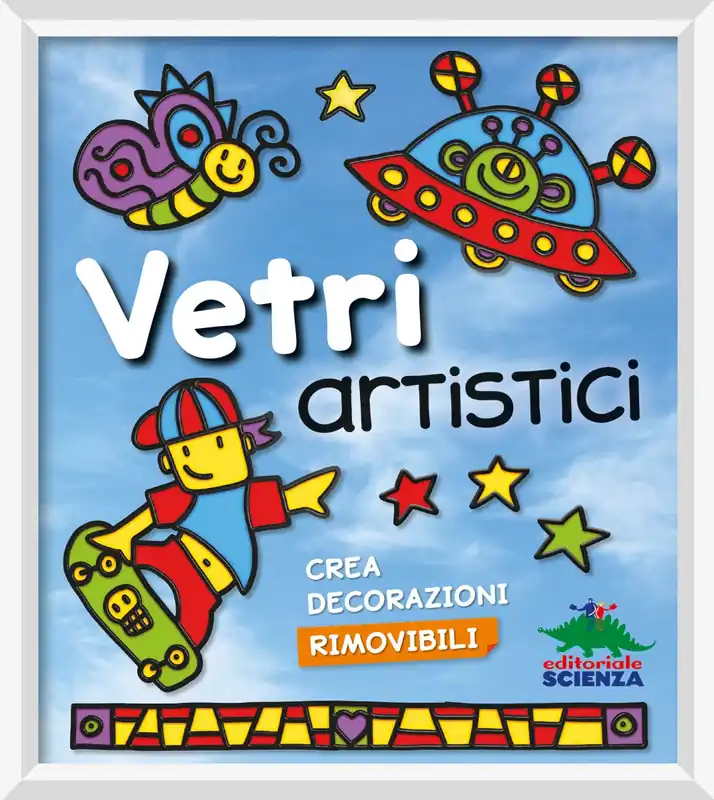Reso Gratuito Vetri artistici Crea decorazioni rimovibili - Include 48 pagine di idee e istruzioni, 6 bottigliette di vernice speciale per vetri, 2 doppi fogli di plastica