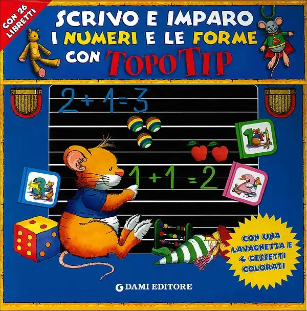 Scrivo e imparo i numeri e le forme con Topo Tip - Valigetta Con 26 libretti, una lavagnetta e 4 gessetti colorati Promozione Esclusiva