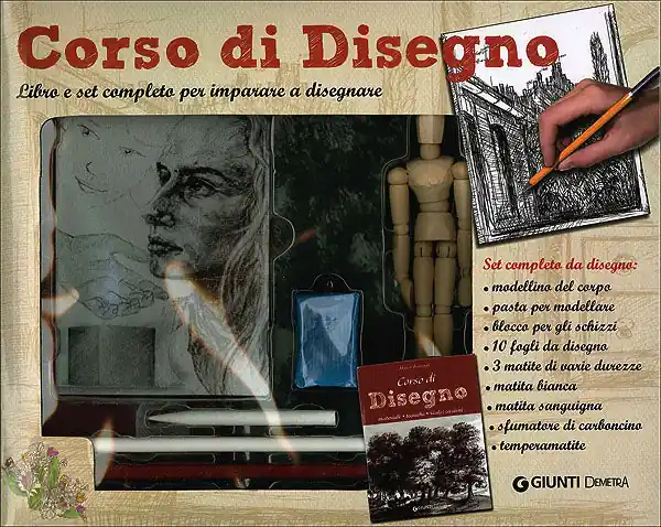 Corso di Disegno Libro e set completo per imparare a disegnare - Contiene modellino del corpo, pasta per modellare, blocco per gli schizzi, 10 fogli da disegno, 3 matite di varie durezze, matita bianca, matita sanguigna, sfumature di carboncino, temper A Buon Prezzo