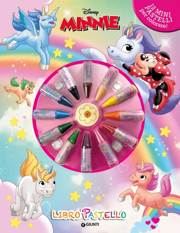 Novità Minnie Unicorni Libro Pastello 12 Mini pastelli per colorare